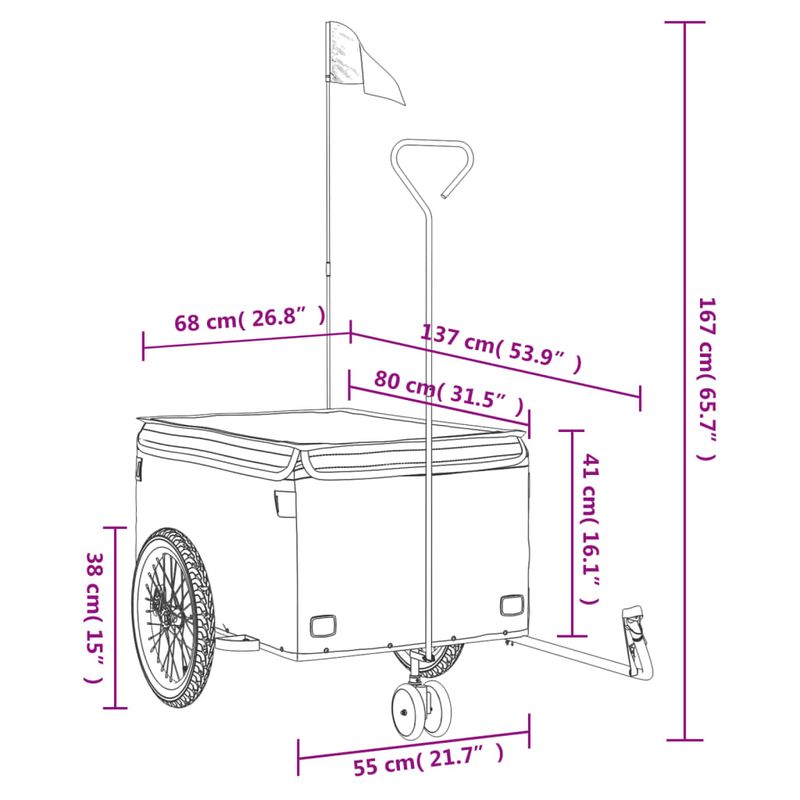 Sport si Outdoor - Ciclism - Accesorii pentru biciclete - Remorci biciclete - Remorca pentru biciclete, negru și albastru, 45 kg, fier, mărime 137x68x59 cm - Infinity.ro