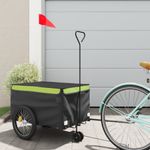 Sport si Outdoor - Ciclism - Accesorii pentru biciclete - Remorci biciclete - Remorca pentru biciclete, negru și verde, 30 kg, fier, mărime 124x53x45 cm - Infinity.ro