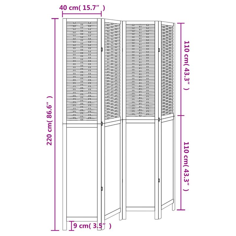 Casa si Gradina - Decoratiuni - Pereti despartitori si paravane - Paravan camera 4 panouri, maro inchis, lemn masiv paulownia - Infinity.ro