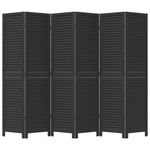 Casa si Gradina - Decoratiuni - Pereti despartitori si paravane - Paravan camera 6 panouri, negru, lemn masiv paulownia, mărime 40x180 cm - Infinity.ro