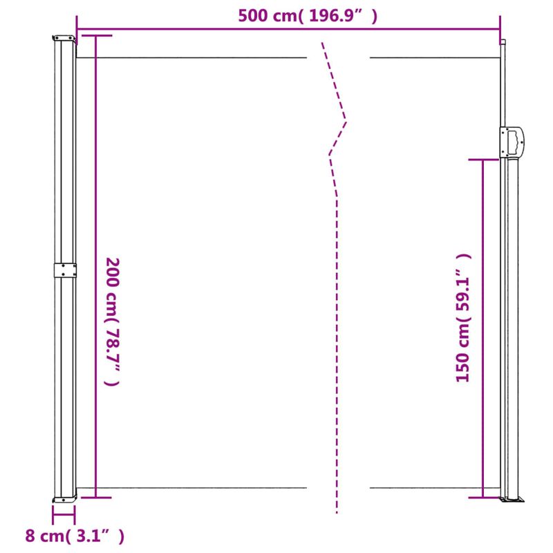 Casa si Gradina - Gradina si terasa - Umbrele si pavilioane - Umbrele - Copertina laterala retractabila, negru, 200x500 cm - Infinity.ro