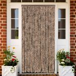 Casa si Gradina - Textile si covoare - Perdele si draperii - Perdele - Perdea pentru insecte, bej si maro inchis, 90x220 cm, chenille - Infinity.ro