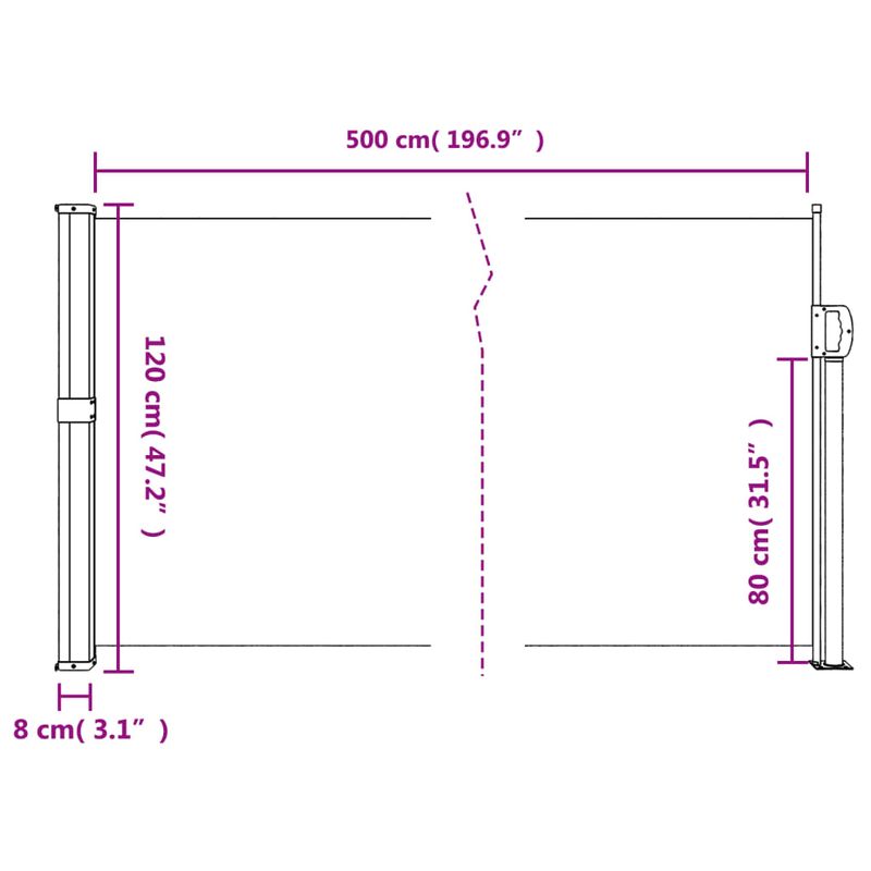 Casa si Gradina - Gradina si terasa - Umbrele si pavilioane - Umbrele - Copertina laterala retractabila, maro, 120x500 cm - Infinity.ro