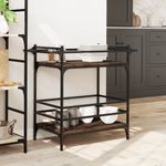 Casa si Gradina - Mobilier - Comode si corpuri - Corpuri bucatarie - Carucior de bucatarie, stejar maro 82x40x78,5 cm lemn prelucrat - Infinity.ro