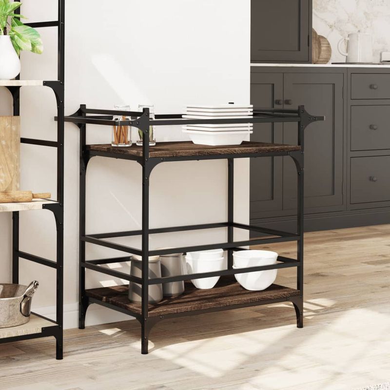 Casa si Gradina - Mobilier - Comode si corpuri - Corpuri bucatarie - Carucior de bucatarie, stejar maro 82x40x78,5 cm lemn prelucrat - Infinity.ro