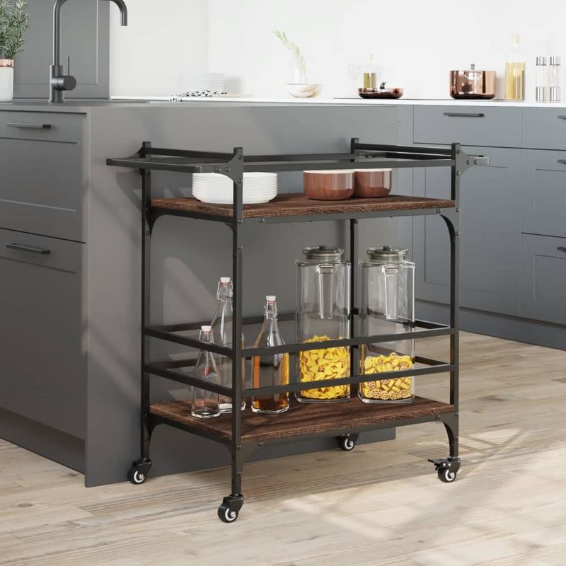 Casa si Gradina - Mobilier - Comode si corpuri - Corpuri bucatarie - Carucior de bucatarie, stejar maro 82x40x78,5 cm lemn prelucrat - Infinity.ro