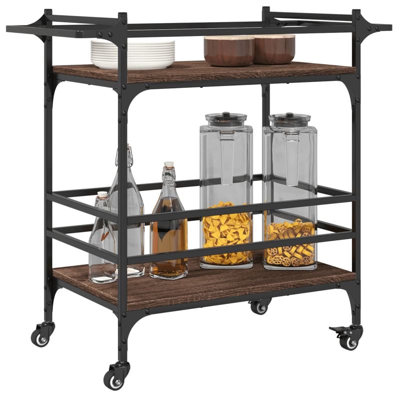 Casa si Gradina - Mobilier - Comode si corpuri - Corpuri bucatarie - Carucior de bucatarie, stejar maro 82x40x78,5 cm lemn prelucrat - Infinity.ro