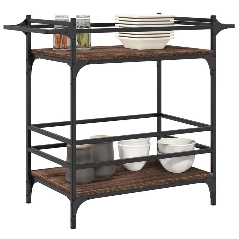 Casa si Gradina - Mobilier - Comode si corpuri - Corpuri bucatarie - Carucior de bucatarie, stejar maro 82x40x78,5 cm lemn prelucrat - Infinity.ro