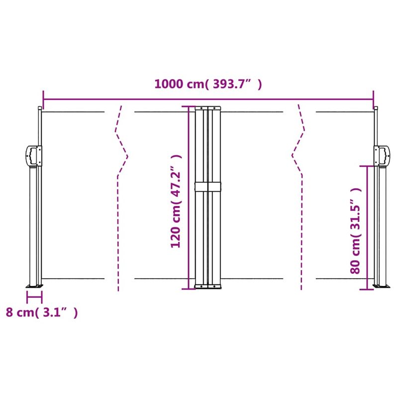 Casa si Gradina - Gradina si terasa - Umbrele si pavilioane - Umbrele - Copertina laterala retractabila, rosu, 120 x 1000 cm, mărime 120x1000 cm - Infinity.ro