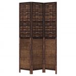 Casa si Gradina - Decoratiuni - Pereti despartitori si paravane - Paravan camera 3 panouri, maro inchis, lemn masiv paulownia - Infinity.ro