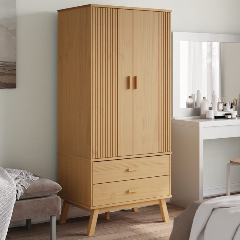 Casa si Gradina - Mobilier - Dulapuri si sifoniere - Sifoniere - Sifonier "OLDEN", maro, 76,5x53x172 cm, lemn masiv pin - Infinity.ro