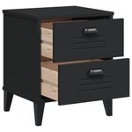 Casa si Gradina - Mobilier - Comode si corpuri - Noptiere - Noptiera „VIKEN”, negru, lemn masiv de pin - Infinity.ro