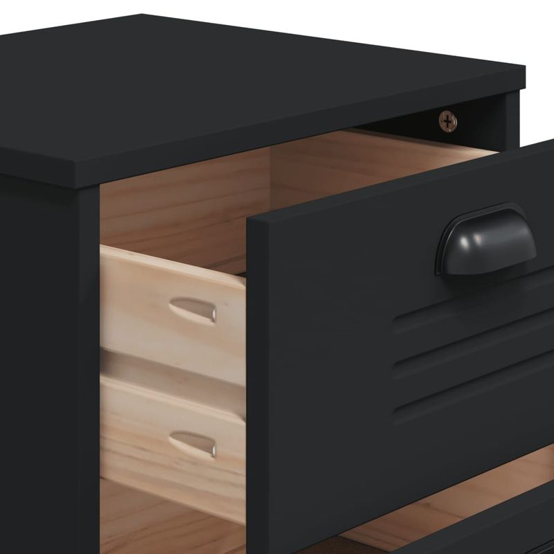 Casa si Gradina - Mobilier - Comode si corpuri - Noptiere - Noptiera „VIKEN”, negru, lemn masiv de pin - Infinity.ro