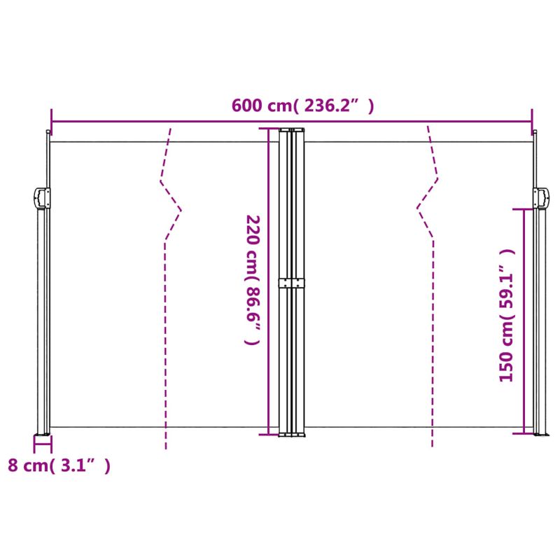 Casa si Gradina - Gradina si terasa - Umbrele si pavilioane - Umbrele - Copertina laterala retractabila, rosu, 220x600 cm - Infinity.ro