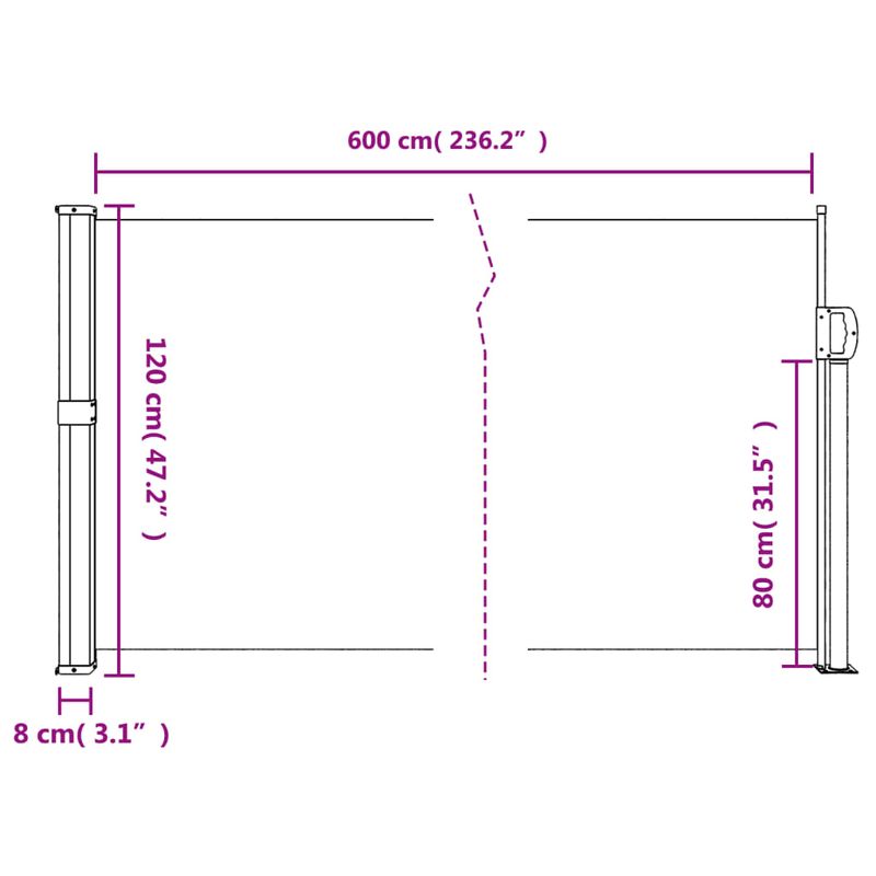 Casa si Gradina - Gradina si terasa - Umbrele si pavilioane - Umbrele - Copertina laterala retractabila, antracit, 120 x 600 cm - Infinity.ro