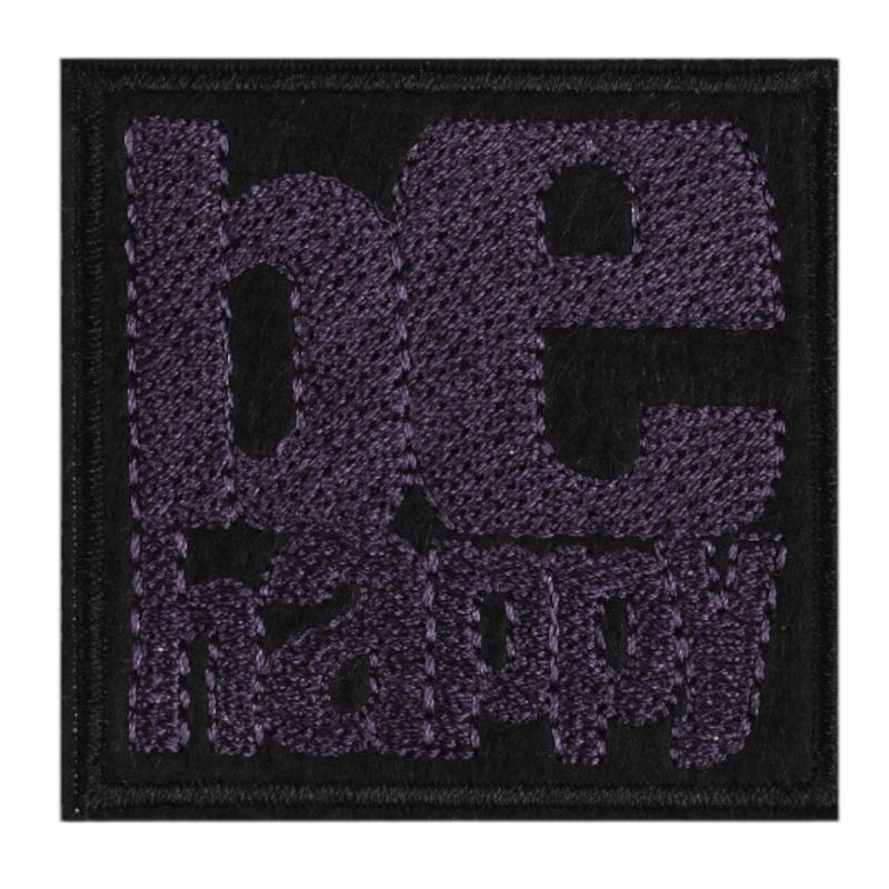 Casa si Gradina - Decoratiuni - DIY - Articole mercerie - Aplicatie brodata termoadeziva Crisalida, 62 x 62 mm, Be happy mov inchis - Infinity.ro