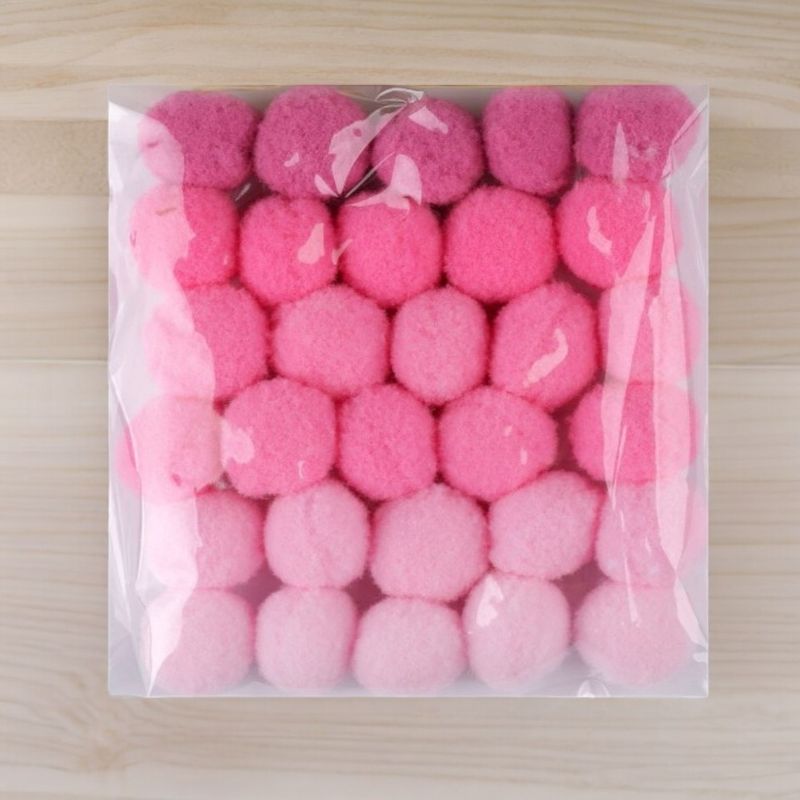 Jucarii, Copii si Bebe - Jucarii si jocuri - Jucarii & jocuri educative - Seturi de artizanat - Set 30 pompoane pentru activitati Crisalida, diametru 20 mm, Roz - Infinity.ro