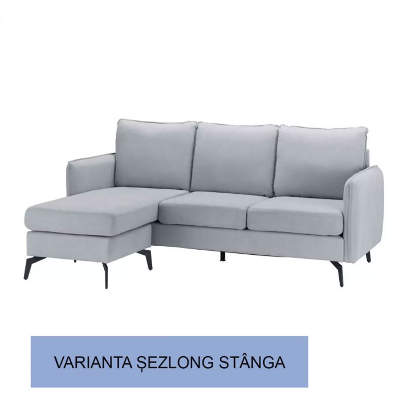 Casa si Gradina - Mobilier - Canapele si coltare - Coltare - Coltar Hyperion, Reversibil, Stanga/Dreapta, 193 x 86 x 136 cm, stofa, gri - Infinity.ro