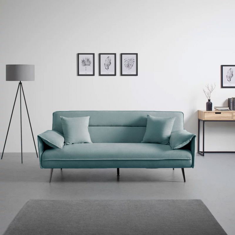 Casa si Gradina - Mobilier - Canapele si coltare - Canapele - Canapea Fiore, 199 x 95 x 90 cm, rabatabila, catifea, turcoaz - Infinity.ro