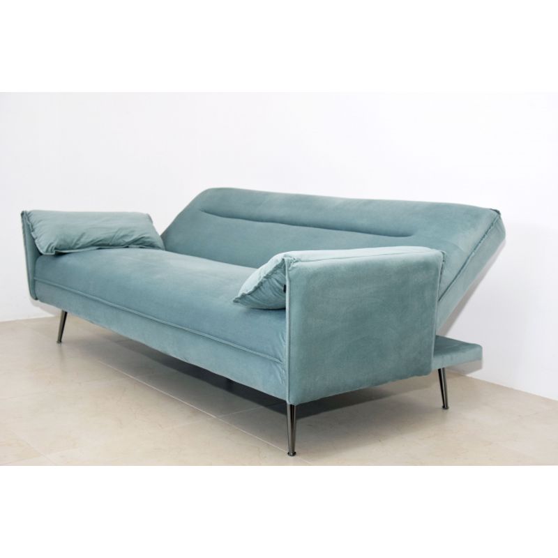 Casa si Gradina - Mobilier - Canapele si coltare - Canapele - Canapea Fiore, 199 x 95 x 90 cm, rabatabila, catifea, turcoaz - Infinity.ro