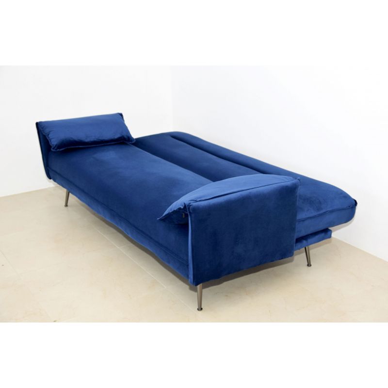 Casa si Gradina - Mobilier - Canapele si coltare - Canapele - Canapea Fiore, 199 x 95 x 90 cm, rabatabila, catifea, albastru - Infinity.ro