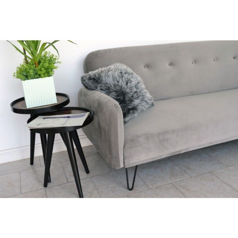 Casa si Gradina - Mobilier - Canapele si coltare - Canapele - Canapea Every-Day, 200 x 80 x 76 cm, rabatabila, catifea, gri deschis - Infinity.ro