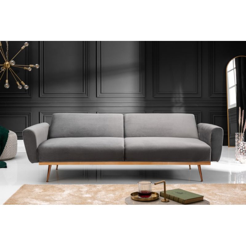 Casa si Gradina - Mobilier - Canapele si coltare - Canapele - Canapea Amadeo, 211 x 83 x 85 cm, rabatabila, catifea, gri - Infinity.ro