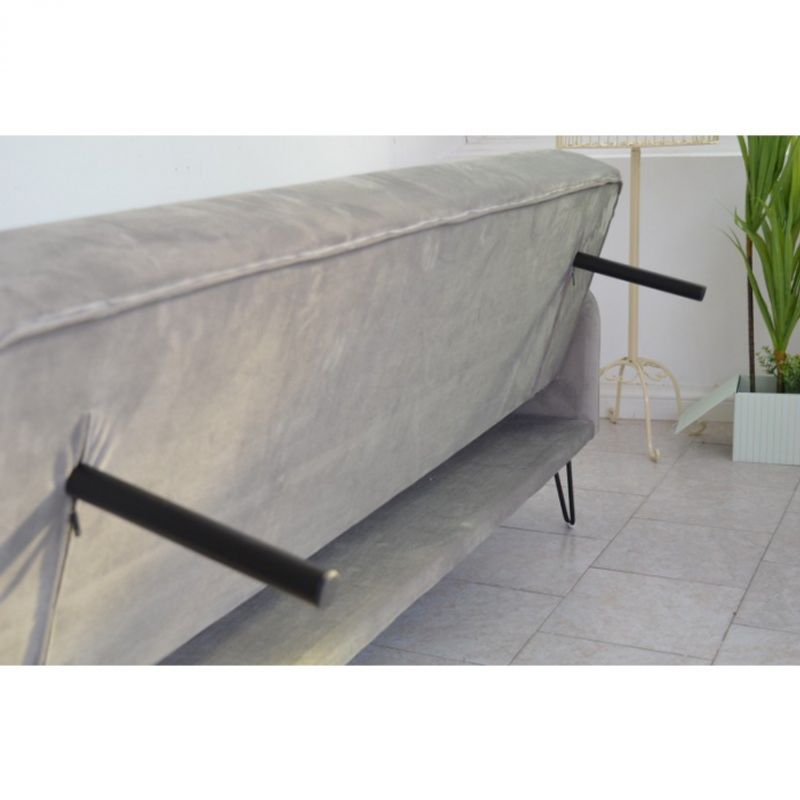 Casa si Gradina - Mobilier - Canapele si coltare - Canapele - Canapea Every-Day, 200 x 80 x 76 cm, rabatabila, catifea, gri deschis - Infinity.ro