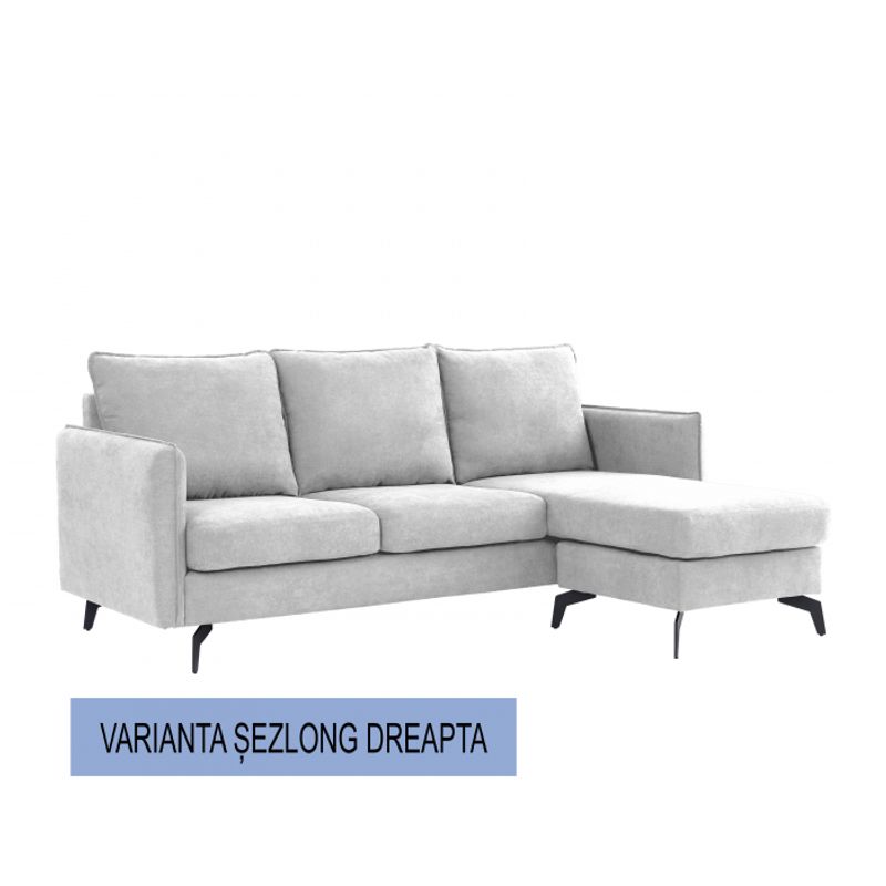 Casa si Gradina - Mobilier - Canapele si coltare - Coltare - Coltar Hyperion, Reversibil, Stanga/Dreapta, 193 x 86 x 136 cm, stofa, gri - Infinity.ro