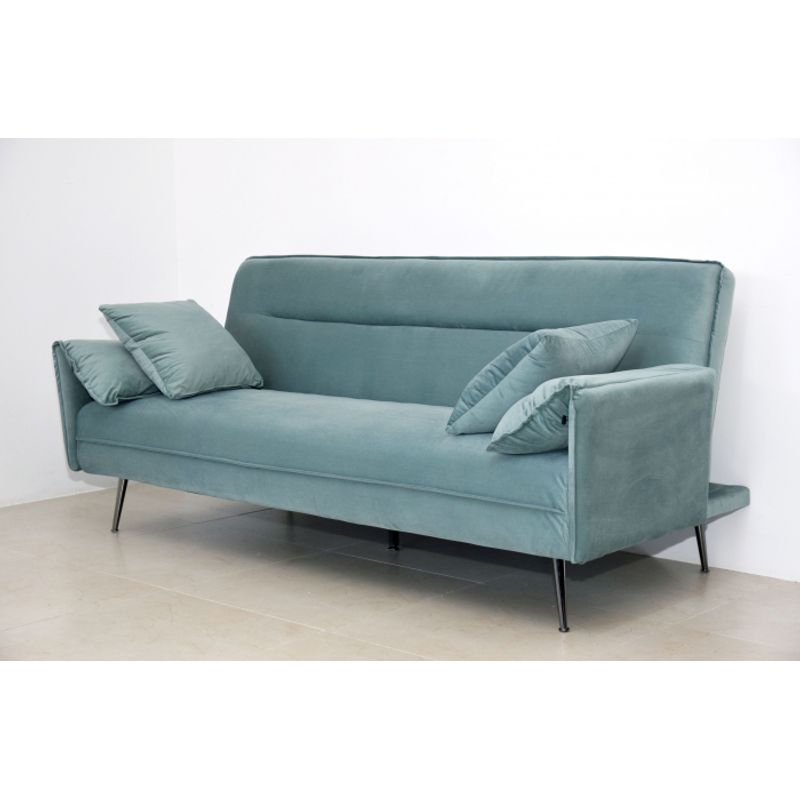 Casa si Gradina - Mobilier - Canapele si coltare - Canapele - Canapea Fiore, 199 x 95 x 90 cm, rabatabila, catifea, turcoaz - Infinity.ro