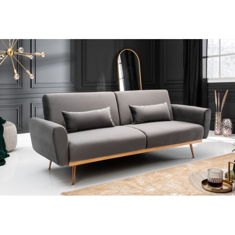 Casa si Gradina - Mobilier - Canapele si coltare - Canapele - Canapea Amadeo, 211 x 83 x 85 cm, rabatabila, catifea, gri - Infinity.ro
