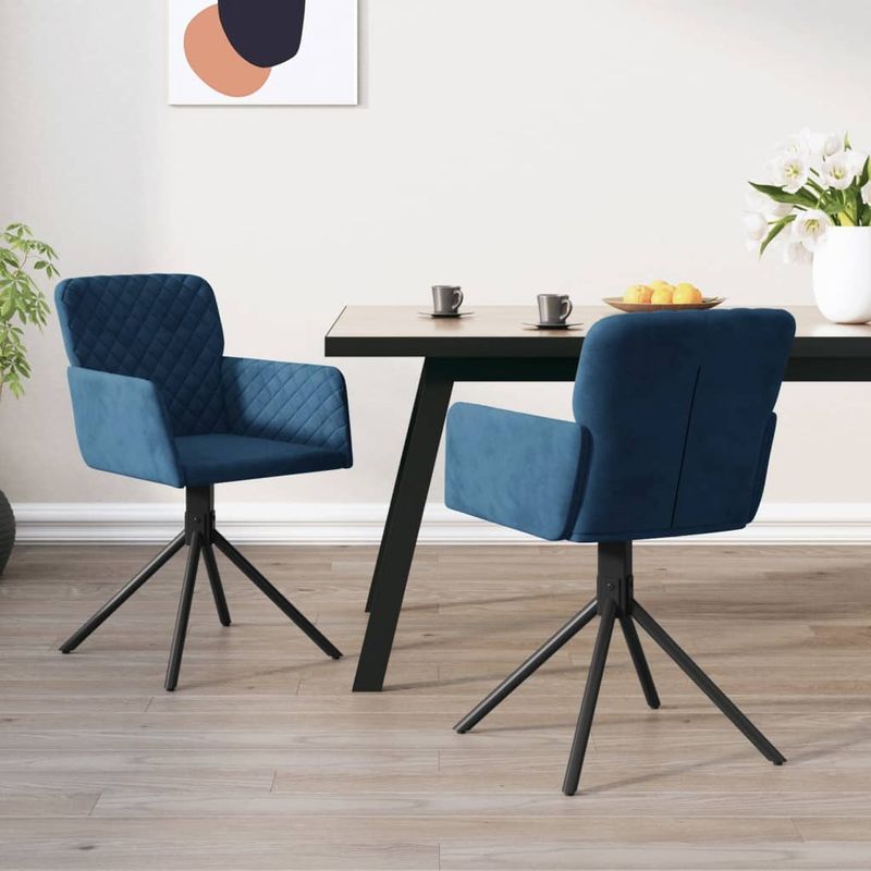 Casa si Gradina - Mobilier - Scaune si fotolii - Scaune - Scaune de bucatarie pivotante, 2 buc., albastru, catifea - Infinity.ro