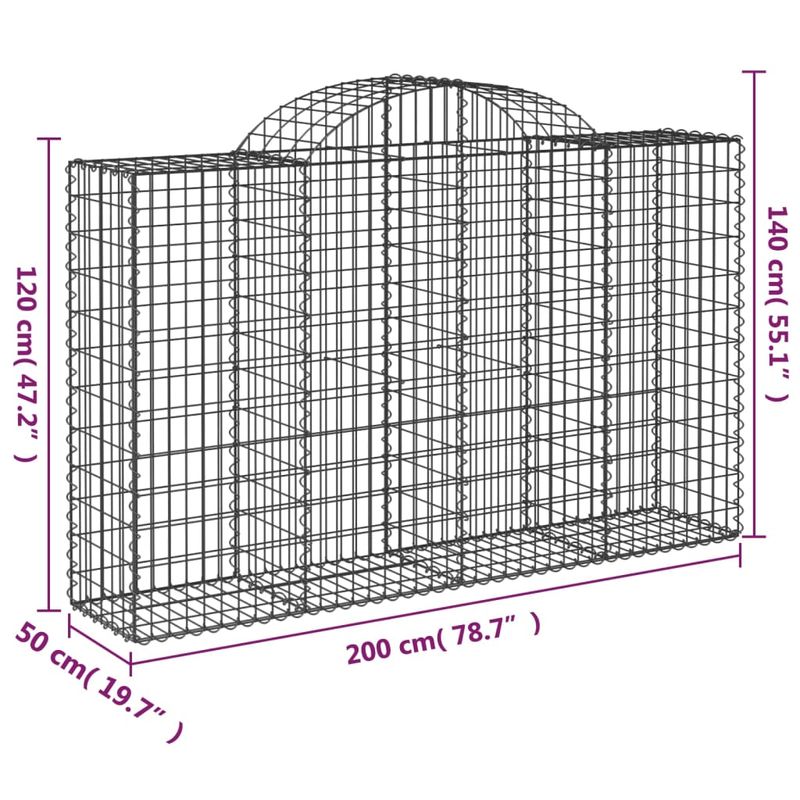 Casa si Gradina - Gradina si terasa - Garduri, panouri si accesorii - Cosuri gabion arcuite 50 buc, 200x50x120/140cm, fier galvanizat - Infinity.ro