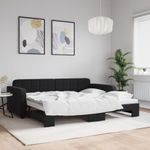 Casa si Gradina - Mobilier - Paturi si accesorii - Paturi - Pat de zi cu extensie, negru, 90x200 cm, catifea - Infinity.ro