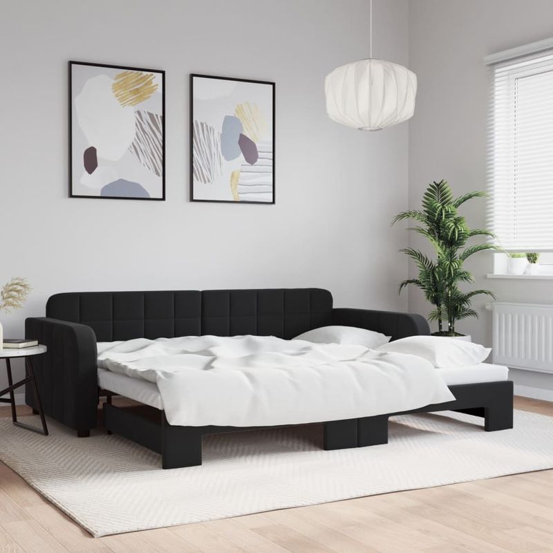 Casa si Gradina - Mobilier - Paturi si accesorii - Paturi - Pat de zi cu extensie, negru, 90x200 cm, catifea - Infinity.ro