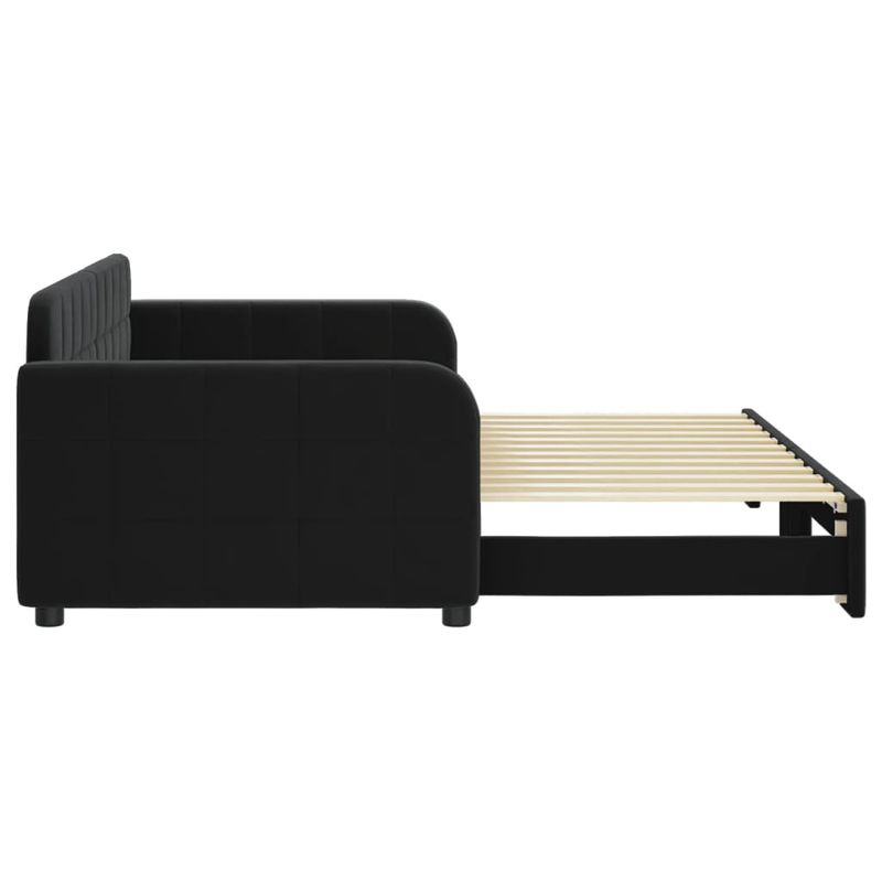 Casa si Gradina - Mobilier - Paturi si accesorii - Paturi - Pat de zi cu extensie, negru, 90x200 cm, catifea - Infinity.ro