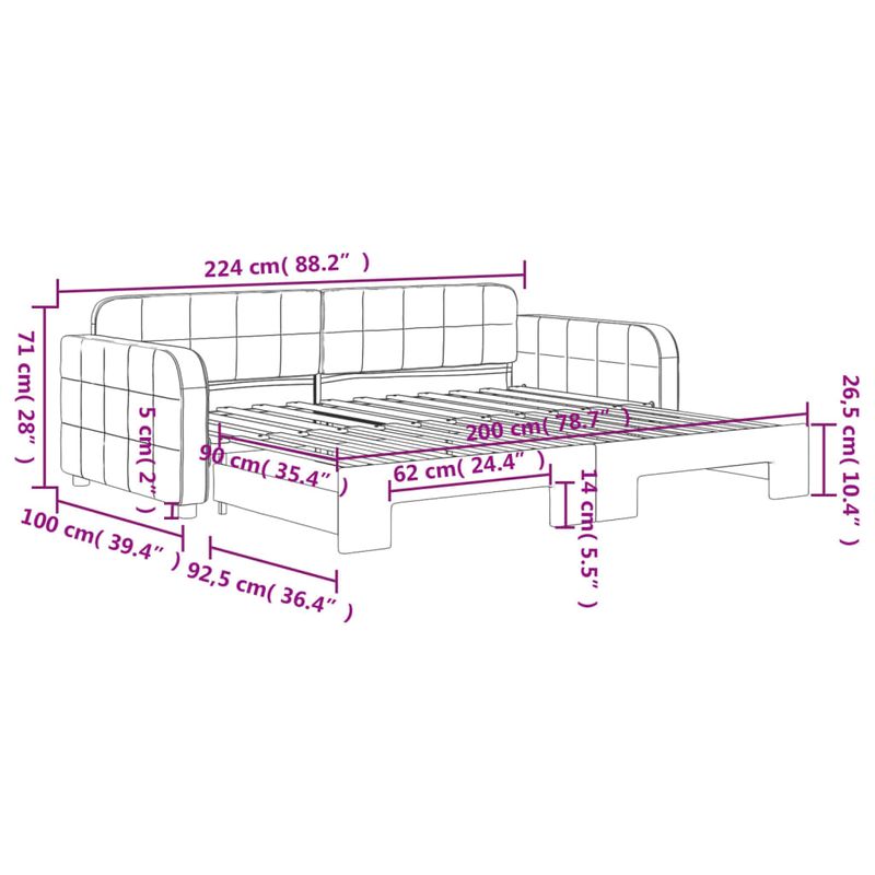 Casa si Gradina - Mobilier - Paturi si accesorii - Paturi - Pat de zi cu extensie, negru, 90x200 cm, catifea - Infinity.ro