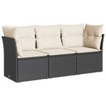 Casa si Gradina - Gradina si terasa - Mobilier exterior - Seturi mobila gradina - Set mobilier de gradina cu perne, 3 piese, negru, poliratan - Infinity.ro