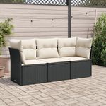 Casa si Gradina - Gradina si terasa - Mobilier exterior - Seturi mobila gradina - Set mobilier de gradina cu perne, 3 piese, negru, poliratan - Infinity.ro