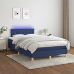 Casa si Gradina - Mobilier - Paturi si accesorii - Paturi - Pat cu arcuri, saltea si LED, albastru, 120x190 cm, textil - Infinity.ro