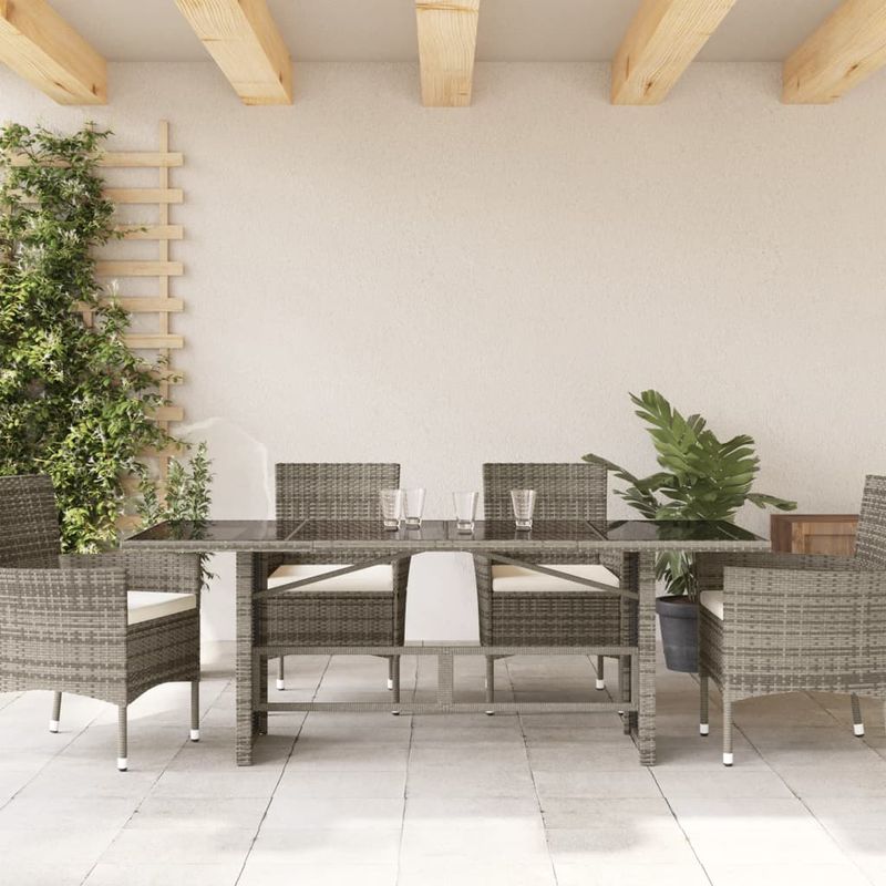 Casa si Gradina - Gradina si terasa - Mobilier exterior - Mese gradina - Masa de gradina cu blat din sticla gri, 190x80x74 cm, poliratan - Infinity.ro