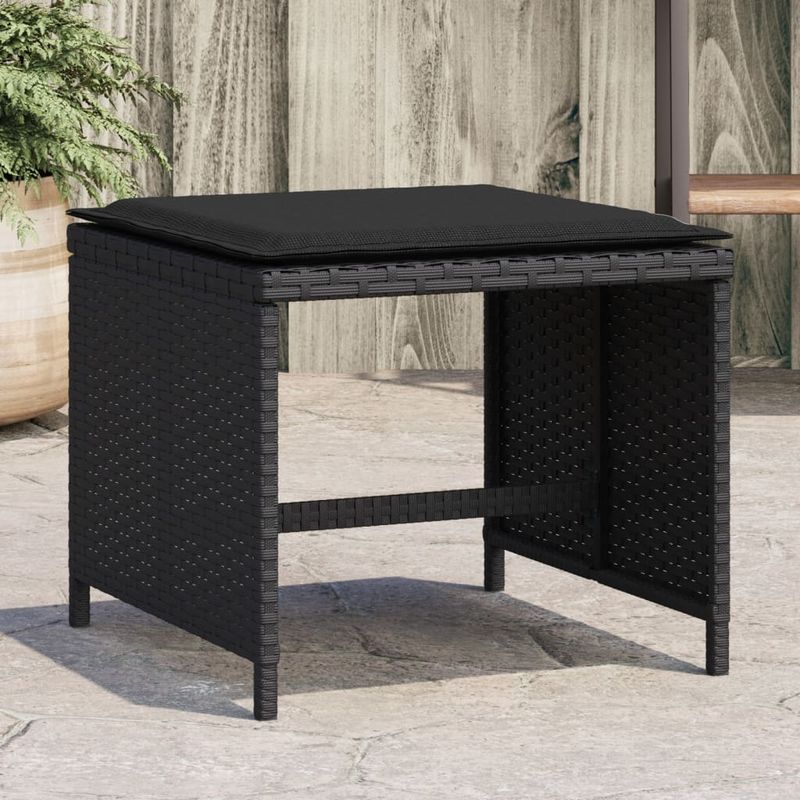 Casa si Gradina - Gradina si terasa - Mobilier exterior - Scaune si sezlonguri gradina - Scaune de gradina cu perne, 4 buc. negru 41x41x36 cm poliratan - Infinity.ro