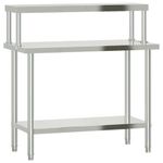 Casa si Gradina - Mobilier - Comode si corpuri - Corpuri bucatarie - Masa bucatarie cu raft superior, 110x55x120 cm, otel inoxidabil - Infinity.ro