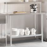 Casa si Gradina - Mobilier - Comode si corpuri - Corpuri bucatarie - Masa bucatarie cu raft superior, 110x55x120 cm, otel inoxidabil - Infinity.ro