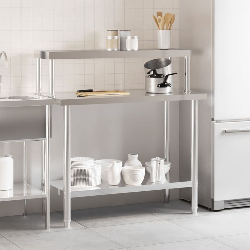Casa si Gradina - Mobilier - Comode si corpuri - Corpuri bucatarie - Masa bucatarie cu raft superior, 110x55x120 cm, otel inoxidabil - Infinity.ro