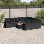 Casa si Gradina - Gradina si terasa - Mobilier exterior - Canapele si fotolii gradina - Set canapele de gradina cu perne, 11 piese, negru, poliratan - Infinity.ro