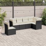 Casa si Gradina - Gradina si terasa - Mobilier exterior - Seturi mobila gradina - Set mobilier de gradina cu perne, 6 piese, negru, poliratan - Infinity.ro