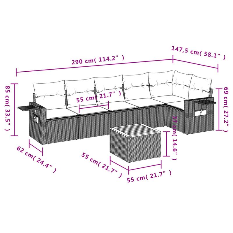Casa si Gradina - Gradina si terasa - Mobilier exterior - Seturi mobila gradina - Set canapele de gradina cu perne, 7 piese, negru, poliratan - Infinity.ro
