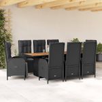 Casa si Gradina - Gradina si terasa - Mobilier exterior - Seturi mobila gradina - Set mobilier de gradina cu perne, 9 piese, negru, poliratan - Infinity.ro