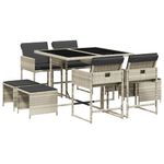 Casa si Gradina - Gradina si terasa - Mobilier exterior - Seturi mobila gradina - Set mobilier gradina cu perne, 9 piese, gri deschis, poliratan - Infinity.ro